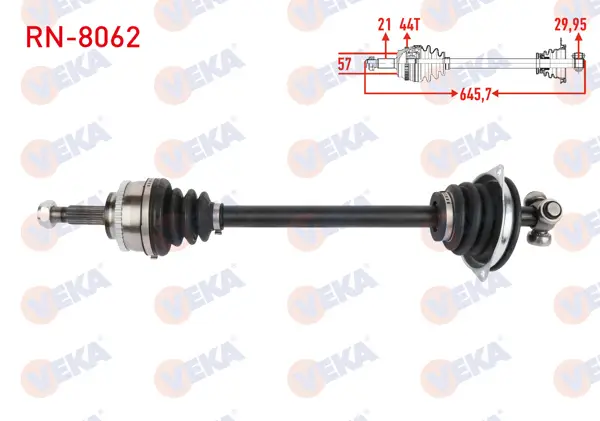 Komple Aks Sol Ön Renault Megane I 1.6 8V-1.6İ 16V ABS li 44 Dıs Uzunluk 645,7 mm 1996-2003