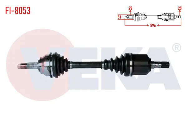 Komple Aks Sol Ön Uzunluk 596mm Fiat Doblo 1.6 Mjt M-T 2010-/ Egea 1.6 Mjt A-T 2015-/ Linea 1.6 Mjt 2009 -