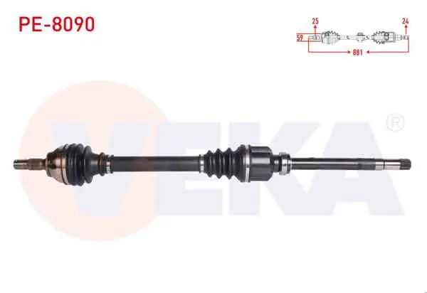 Komple Aks Sağ On Peugeot 208 1.6 HDI Uzunluk 881 mm 2012 -