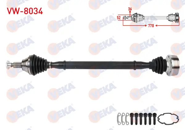 Komple Aks Sağ On Volkswagen Polo (6R,6C) 1.4 M-T Uzunluk 770mm 2009 -