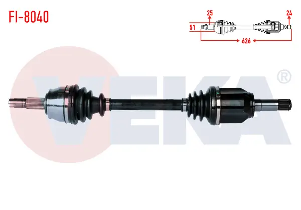 Komple Aks Sol Ön Fiat Grande Punto (199) 1.3 Mjt 75 Hp Uzunluk 626mm 2012 -