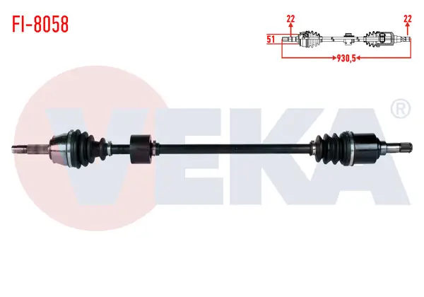 Komple Aks Sağ On Fiat Doblo (119,223) 1.4 Uzunluk 930,5mm 2001-2010