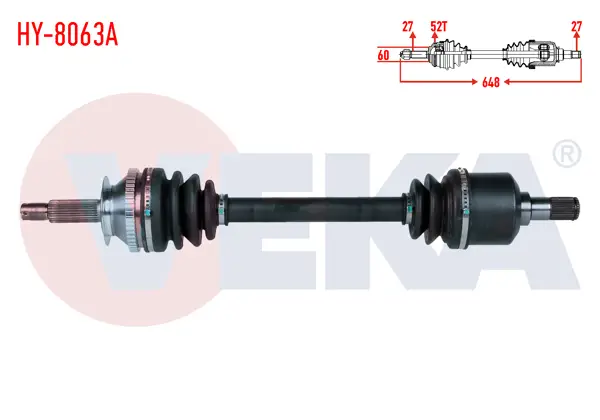 Komple Aks Sol Ön Hyundai Santa Fe (Sm) 2.0 CRDI A-T 4X4 ABS li 52 Dıs Uzunluk 648mm 2001-2006