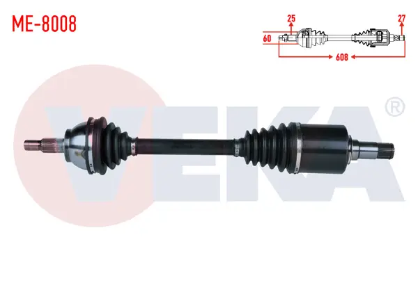Komple Aks Sol Ön Mercedes A Serisi (W169) A 150 A-T Uzunluk 608mm 2004-2012