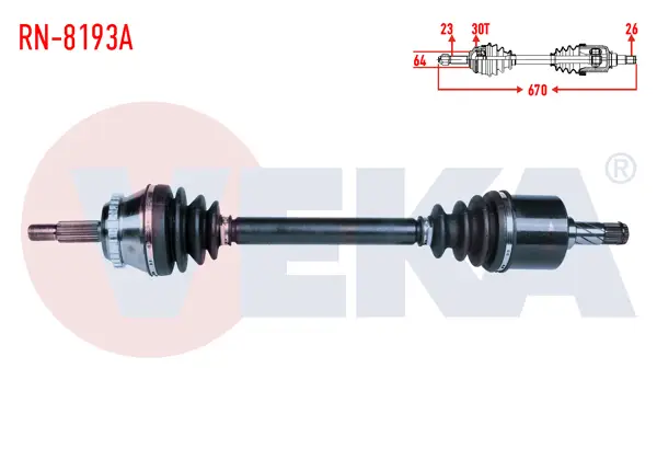 Komple Aks Sol Ön Renault Safrane II (B54_) 2.0 16V ABS li 30 Dıs Uzunluk 670mm 1996-2000