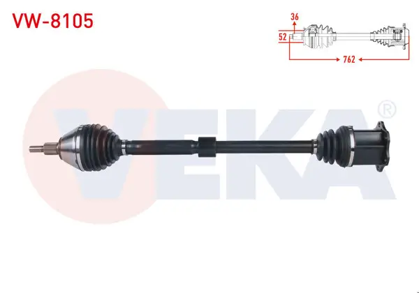 Komple Aks Sağ On Volkswagen Polo (6R) 1.0 TSI A-T Uzunluk 762 mm 2009 -