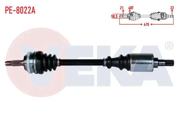 Komple Aks Sol Ön Peugeot 106 II 1.6İ Gtı ABS li 48 Dıs Uzunluk 615mm 1996-2002