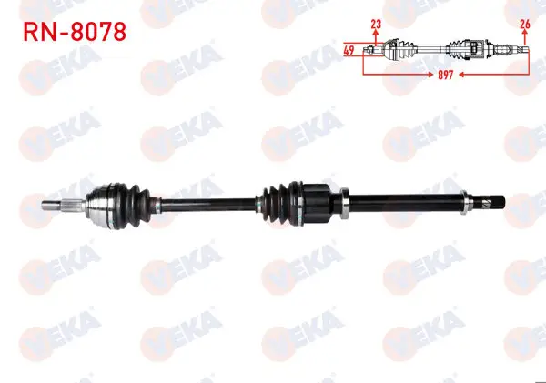 Komple Aks Sağ On Uzunluk 897mm Renault Clio III 1.2-1.4-1.5 DCI 2005-2012 / Dacia Logan-Logan Mcv 1.5 DCI-1.6 2004-2012