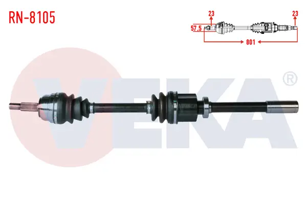 Komple Aks Sağ On Renault Laguna I (B56-556) 2.0İ 16V (N7q Motor) A-T / M-T 2.0 16V Uzunluk 801 mm 1993-2001