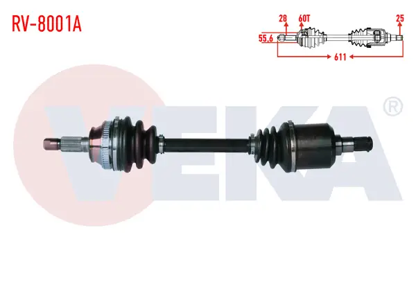 Komple Aks Sol-Sağ On Land Rover Freelander (Ln) 1.8 16V ABS li 60 Dıs Uzunluk 611mm 1998-2007