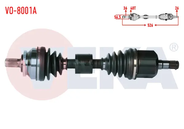 Komple Aks Sol Ön Volvo S60 2.0 T A-T ABS li 48 Dıs Uzunluk 526 mm 2000-2010