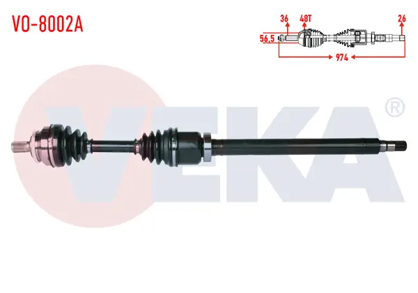 Komple Aks Sağ On Volvo S60 2.0 T A-T ABS li 48 Dıs Uzunluk 974 mm 2000-2010