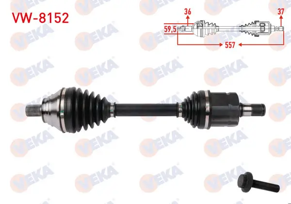 Komple Aks Sol Ön Uzunluk 557mm Volkswagen Tiguan (5N_) 2.0 TDI 6 Vites A-T 4 Motıon 2007-2016