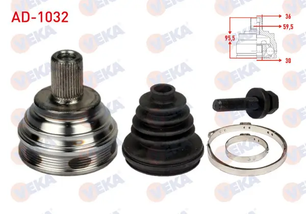 Aks Kafası Sol-Sağ On Dıs 36X30x59.5mm Uzunluk 95.5mm Volkswagen Golf V (1K1) 1.6İ 2003-2009 / Passat (3C2) 1.6 FSI A-T 2005-2008 / Skoda Octavia (1Z3) 1.6 FSI A-T 2004-2012