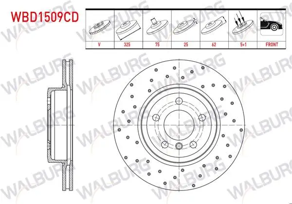 Fren Diski Ön Havalı Kaplamalı Performans Delikli BMW X3 (E83) 2.0 D 5 Bjn 325X25x75x62 2004-2010