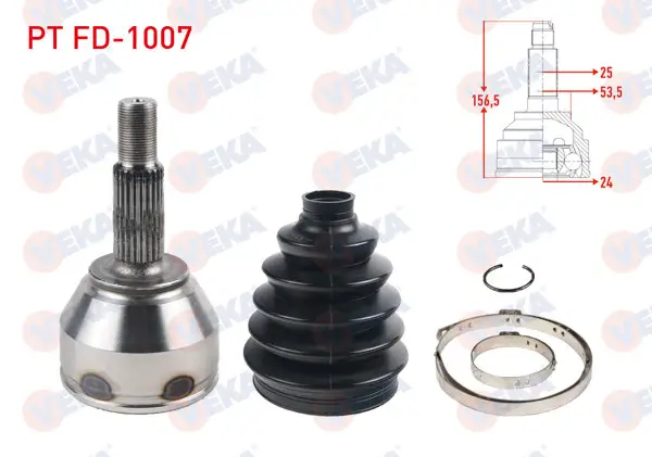 Aks Kafası Sol-Sağ On Dıs Ford Transit Connect 1.8 TDCI 75 Hp 25X24x53.5 Uzunluk 156,2mm 2002-2013