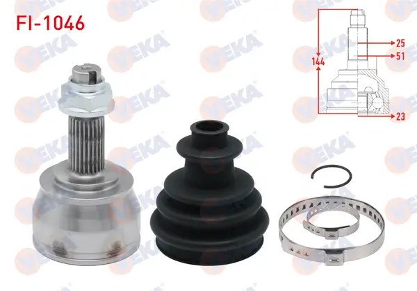 Aks Kafası Sol-Sağ On Dıs 25X23x51 Uzunluk 144,5mm Grande Punto 1.3Mjt 05-12 / Fiorino 1.3 Mjt A-T 07-/ Idea 1.3Mjt 04-/ Mokka 1.6 M-T 12-/ Corsa E 1.4 14-/ Corsa D 1.3 1.4 06-14 / Trax 1.6 M-T 12 -