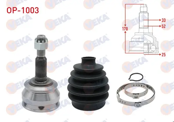Aks Kafası Sol-Sağ On Dıs Opel Vectra A 1.6 33X25x52 Uzunluk 169,9 mm 1988-1995