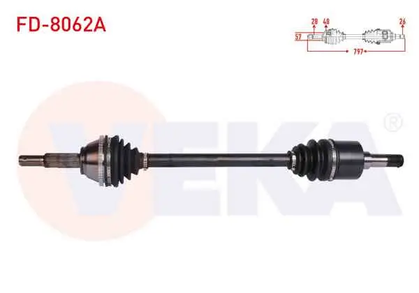 Komple Aks Sol Ön Ford Transit (V184) 2.0 TDCI (Onden Cekıs) ABS li 48 Dıs Uzunluk 797 mm 2000-2006