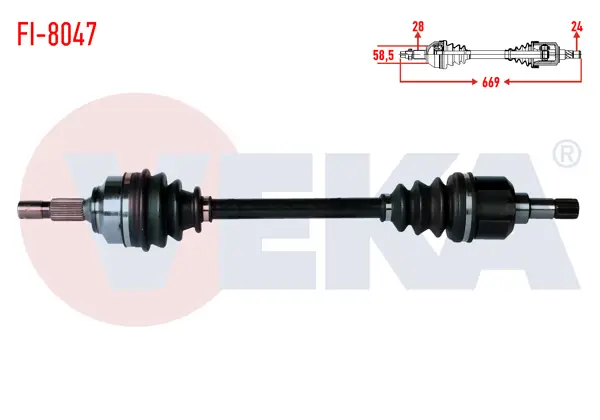 Komple Aks Sol Ön Uzunluk 669mm Citroen C5 III 1.6 HDI M-T 2008-2015 / Jumpy II 1.6 HDI 2006-/ Peugeot 407 1.6 HDI 2004-/ Expert Tepee 1.6 HDI 2007-/ Fiat Scudo 1.6 Mjt 2007 -