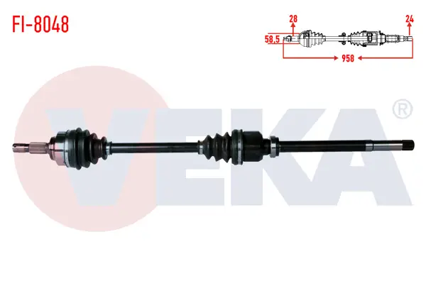 Komple Aks Sağ On Uzunluk 958mm Citroen C5 III 1.6 HDI M-T 2008-2015 / Jumpy II 1.6 HDI 2006-/ Peugeot 407 1.6 HDI 2004-/ Expert Tepee 1.6 HDI 2007-/ Fiat Scudo 1.6 Mjt 2007 -
