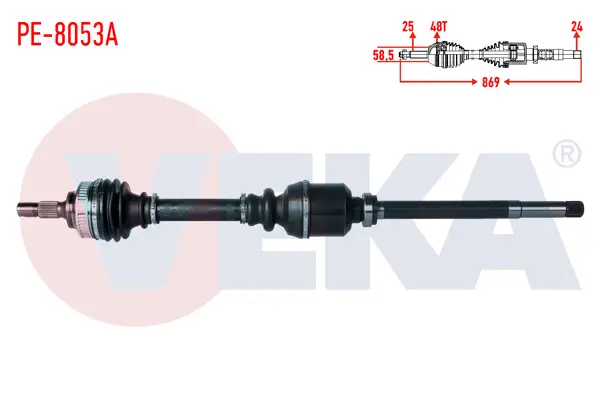 Komple Aks Sağ On Peugeot Partner (Orta Kasa) 1.6 HDI ABS li 48 Dıs Uzunluk 869mm 2003-2008