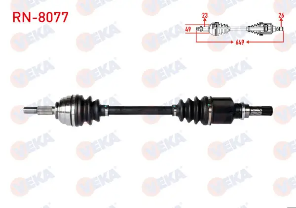 Komple Aks Sol Ön Uzunluk 649mm Renault Clio III 1.2-1.4-1.5 DCI 2005-2012 / Dacia Logan-Logan Mcv 1.5 DCI-1.6 2004-2012
