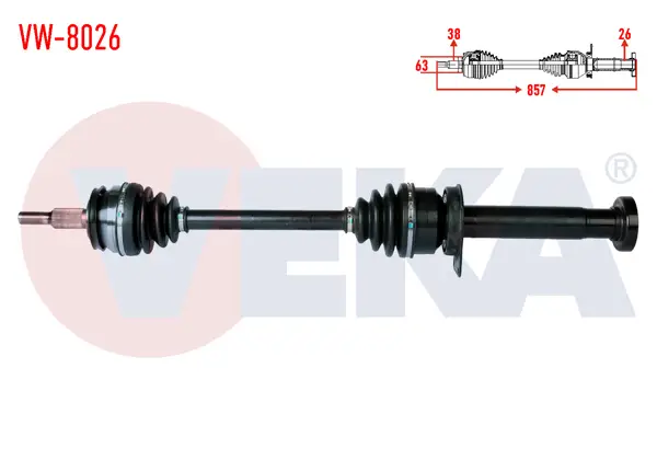 Komple Aks Sağ On Volkswagen Transporter VI 2.0 TDI M-T 102 Hp 5 Vites Uzunluk 857mm 2011 -