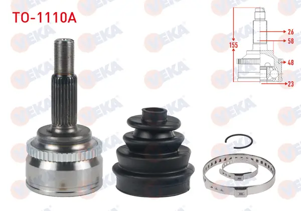 Aks Kafası Sol-Sağ On Dıs ABS li 48 Dıs 26X23x58 155mm Uzunluk 155mm Toyota Corolla (_E12_) 1.4 Vvt-I-1.6 Vvt-I 2002-2007 / Avensis (T25) 1.6 Vvt-I-1.8İ 2003-2008