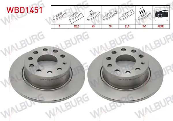 Fren Diski Arka Düz 5 Bjn 252,7X10x65x61,5 Skoda Octavia (5E3) 1.0 TSI-1.2 TSI-1.4 TSI-1.6 TDI 2012-