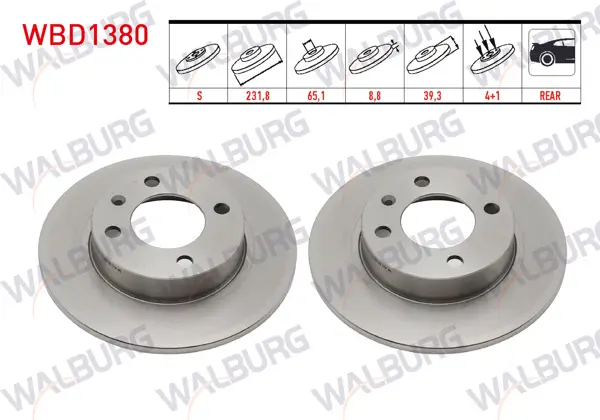 Fren Diski Arka Düz 4 Bjn 231,80X8,80X65,10X39,30 Volkswagen Polo 1.6 1995-2001 / Polo 1.4 TDI 1995-2001 / Polo Classic 1.6 1995-2001 / Cordoba 1.9 TDI-1.6 1999-2002 / Ibiza II 1.9 TDI-1.6İ 1993-2002