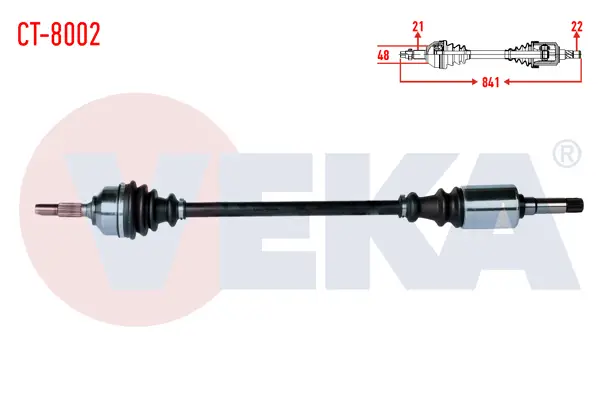 Komple Aks Sağ On Citroen C2 (Jm) 1.4 Yaylı Tip Uzunluk 841mm 2003-2009
