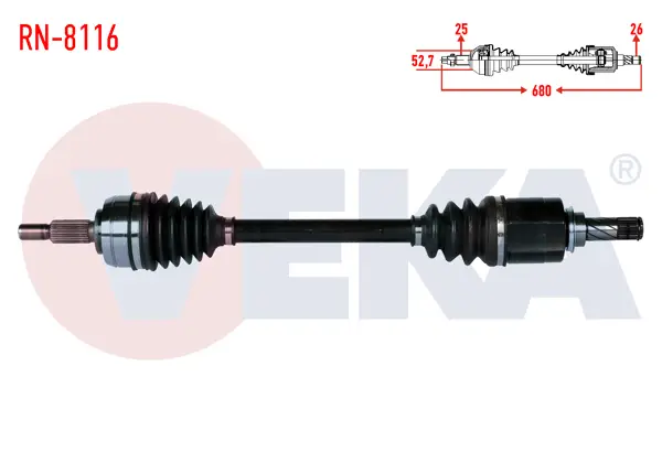 Komple Aks Sol Ön Renault Fluence (L30) 1.5 DCI 6 Vites Uzunluk 680mm 2009 -