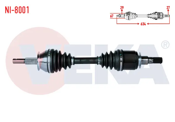 Komple Aks Sol-Sağ On Uzunluk 634mm Nissan Navara (D40) 2.5 DCI 4X4 A-T / M-T 2005-2015