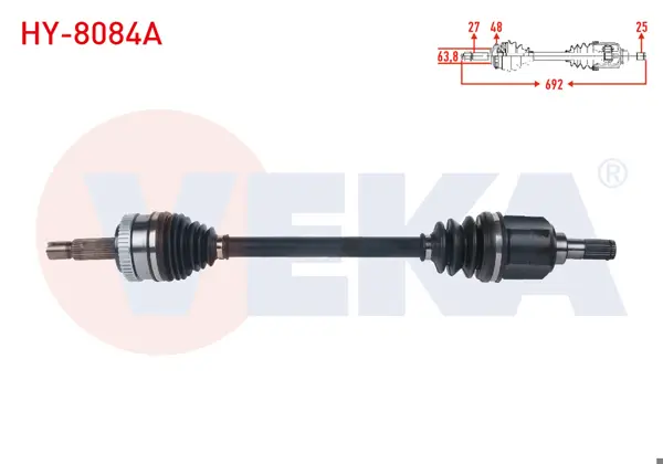 Komple Aks Sol Ön ABS li 48 Dıs Uzunluk 692mm Hyundai Ix35 1.6 GDI M-T 4X2 2010-/ Kia Sportage 1.6 GDI M-T 4X2 2010 -