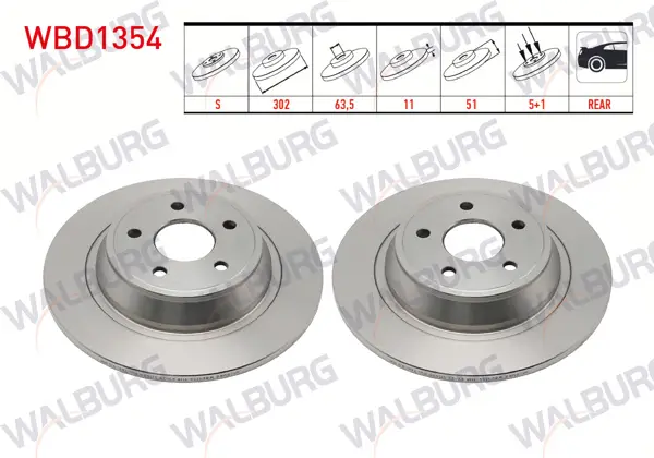 Fren Diski Arka Düz 5 Bjn 302X11x63,5X51 Ford Mondeo V 1.6 TDCI 2014-/ Mondeo V 1.5 Ecoboost 2014-/ Mondeo V 2.0 TDCI 2014-