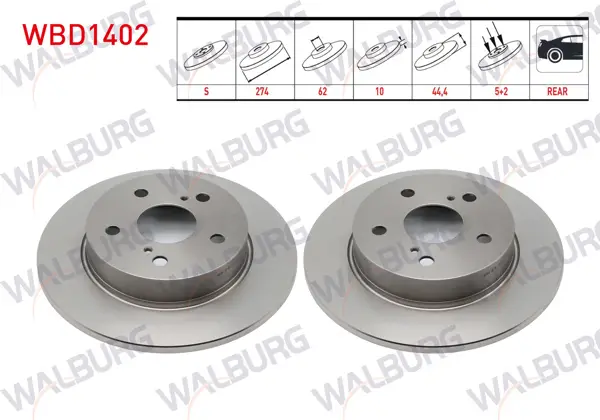 Fren Diski Arka Düz 5 Bjn 274X10x62x47,4 Toyota Corolla 1.6 2019-