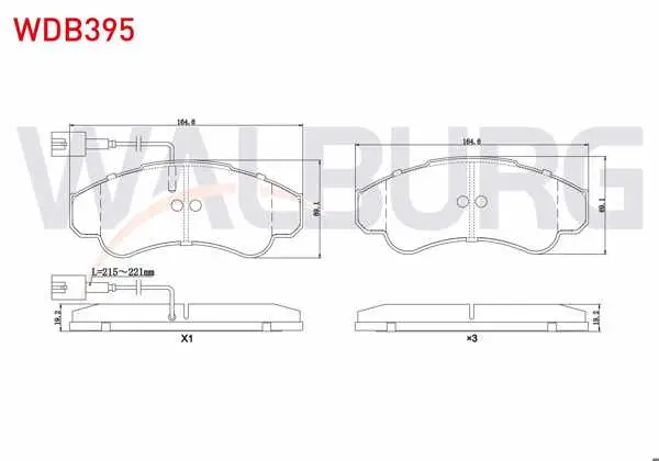 Fren Balata Ön Fişli Fiat Ducato (244) 2.3 JTD 2002-2006 / Ducato (244) 2.8 JTD 2002-2006 / Citroen Jumper II 2.8 HDI 2002-2006 / Peugeot Boxer II 2.0 HDI 2002-2006 / Boxer II 2.8 HDI 2002-2006