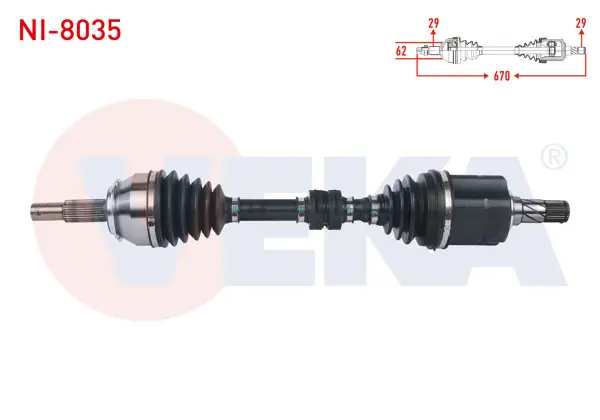 Komple Aks Sol Ön Uzunluk 670mm Nissan Qashqai (J11) 1.6 DCI A-T 2014-/ Renault Kadjar 1.6 DCI A-T 2015 -