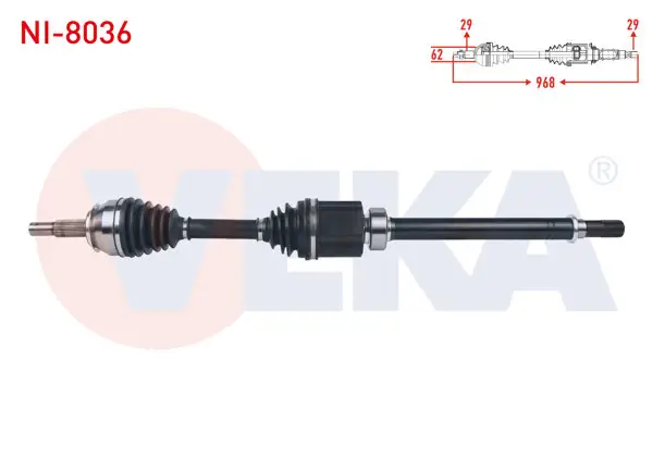 Komple Aks Sağ On Uzunluk 968mm Nissan Qashqai (J11) 1.6 DCI A-T 2014-/ Renault Kadjar 1.6 DCI A-T 2015 -