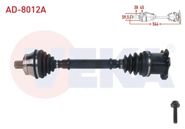 Komple Aks Sol-Sağ On ABS li 45 Dıs Uzunluk 544mm Audi A6 (4B2, C5) 1.8 T-2.4-2.8-1.9 TDI-2.5 TDI A-T 1997-2004