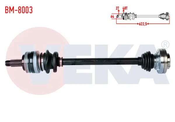 Komple Aks Sol Arka BMW 3 Serisi (E46) 316 İ ABS li 48 Dıs Uzunluk 622,5mm 1998-2005