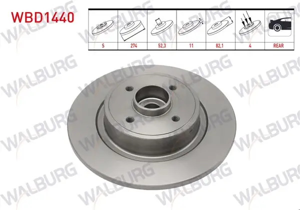 Fren Diski Arka Düz 4 Bjn Porya Rulmanlı Manyetık ABS Okuyuculu 274X11x52,3X82,1 Renault Grand Scenic II 1.5 DCI-1.6İ 2004-2009