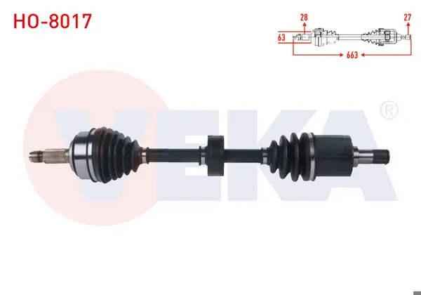 Komple Aks Sol Ön Uzunluk 663mm Honda Cr-V II 2.0İ A-T 2002-2006