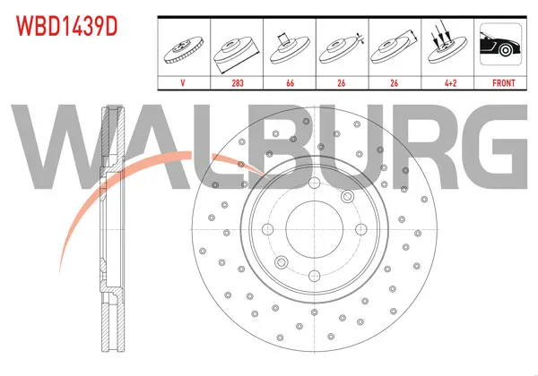 Fren Diski Ön Havalı Performans Delikli 4 Bjn 283X26x66x26 Peugeot 406 2.0İ-3.0 1995-2004 / Citroen Xantia 2.0 1993-1998
