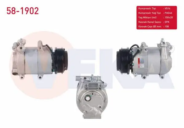 Klima Kompresörü 5Pk 108mm Ford Focus II 1.6İ 2004-2011 / C-Max I 1.6İ 2007-2011 / Volvo S40 II 2.0İ 2004-2012