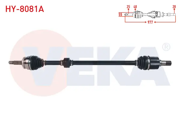 Komple Aks Sağ On ABS li 48 Dıs Uzunluk 977mm Hyundai Accent Blue 1.6 CRDI 7 İleri A-T 2012 -