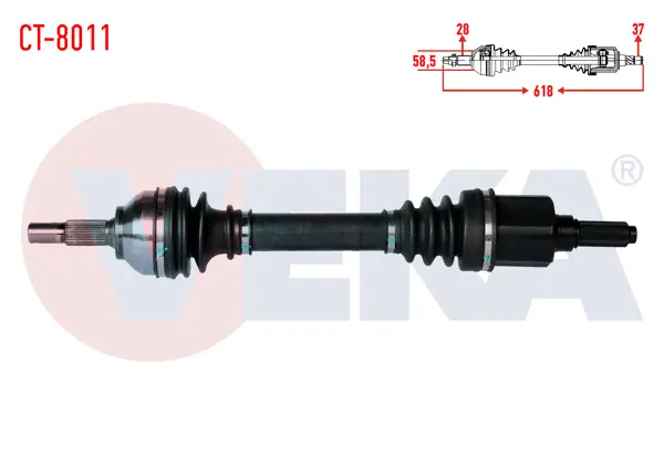 Komple Aks Sol Ön Citroen C5 III (Rd) 2.0 HDI A-T Uzunluk 618mm 2008-2015
