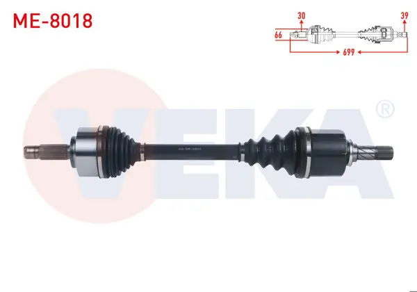Komple Aks Sol Ön Uzunluk 699mm Mercedes Vito (W447) 111 CDI-114 CDI-116 CDI 2014 -