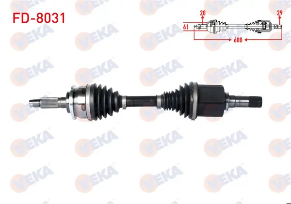 Komple Aks Sol Ön Ford Ranger (Tke) 2.2 TDCI-3.2 TDCI A-T / M-T Uzunluk 608mm 2011 -